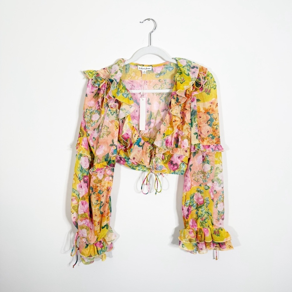 NWT For Love And Lemons Nina Top Crop Floral Long Sleeve XS - Picture 4 of 7
